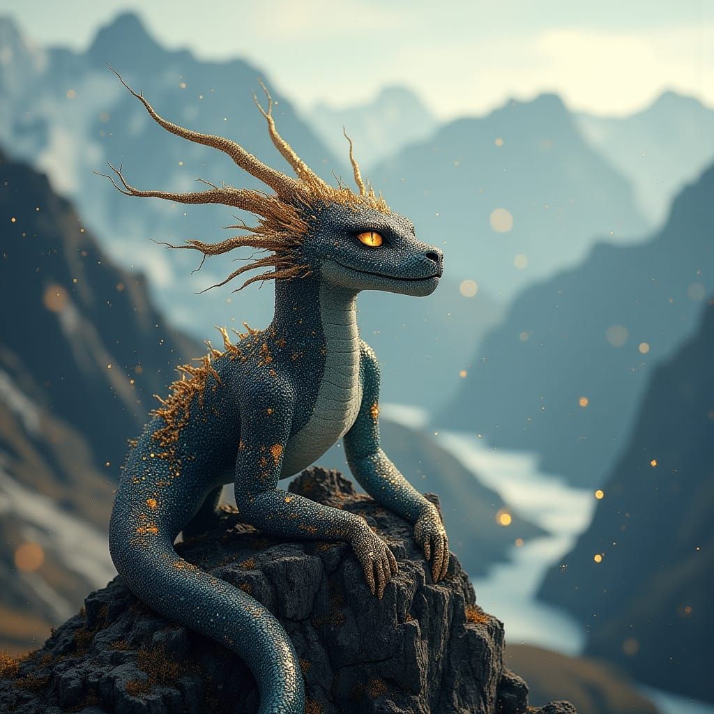 Majestic Dragon on Swiss Alps Peak