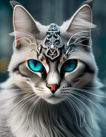 Majestic Cat Knight in Intricate Armor