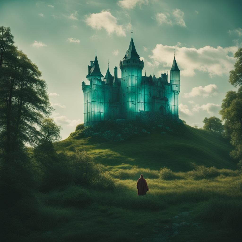 Transparent Glass Castle in Medieval Fantasy Style