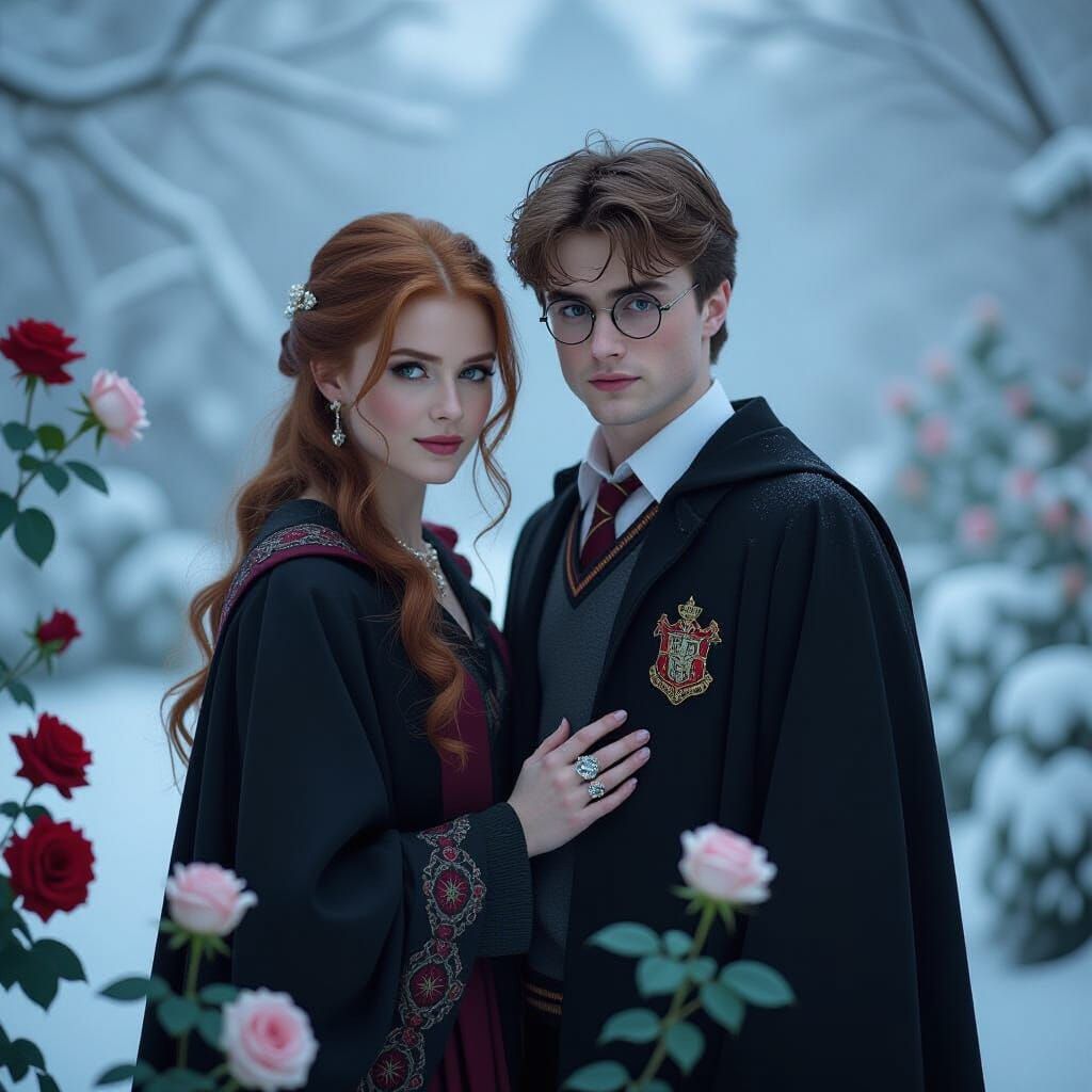 Harry and Ginny in Winter's Mist, Gothic Fairytale