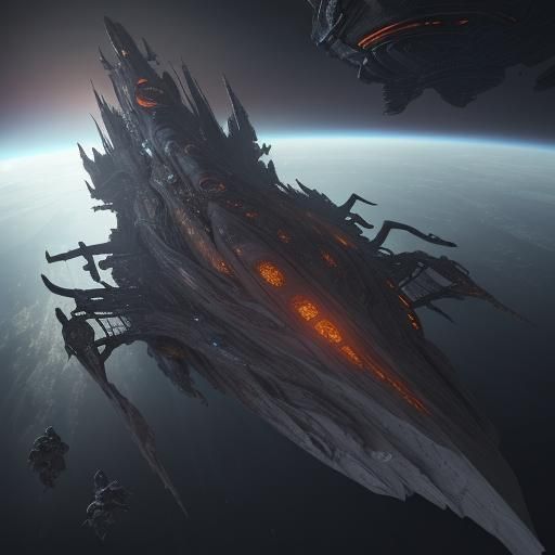 Spaceship Warping Into Fourth Dimension in Spacecore Style