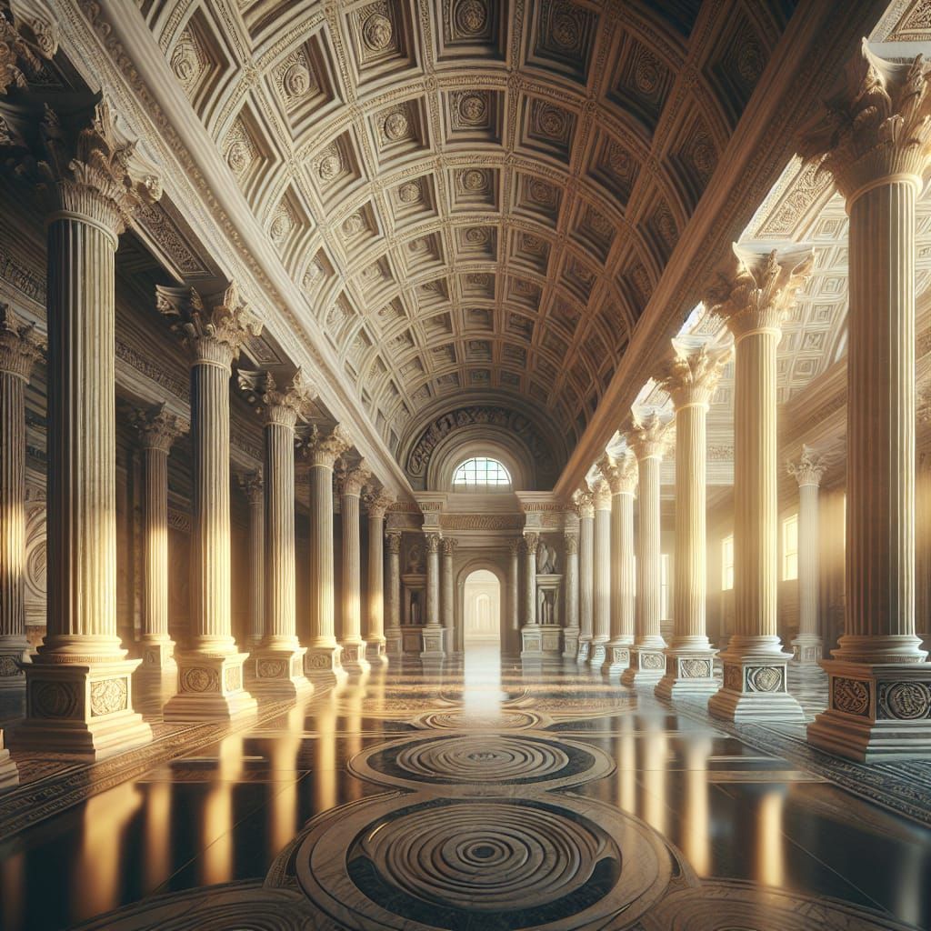 Grand Roman Architecture in Golden Light