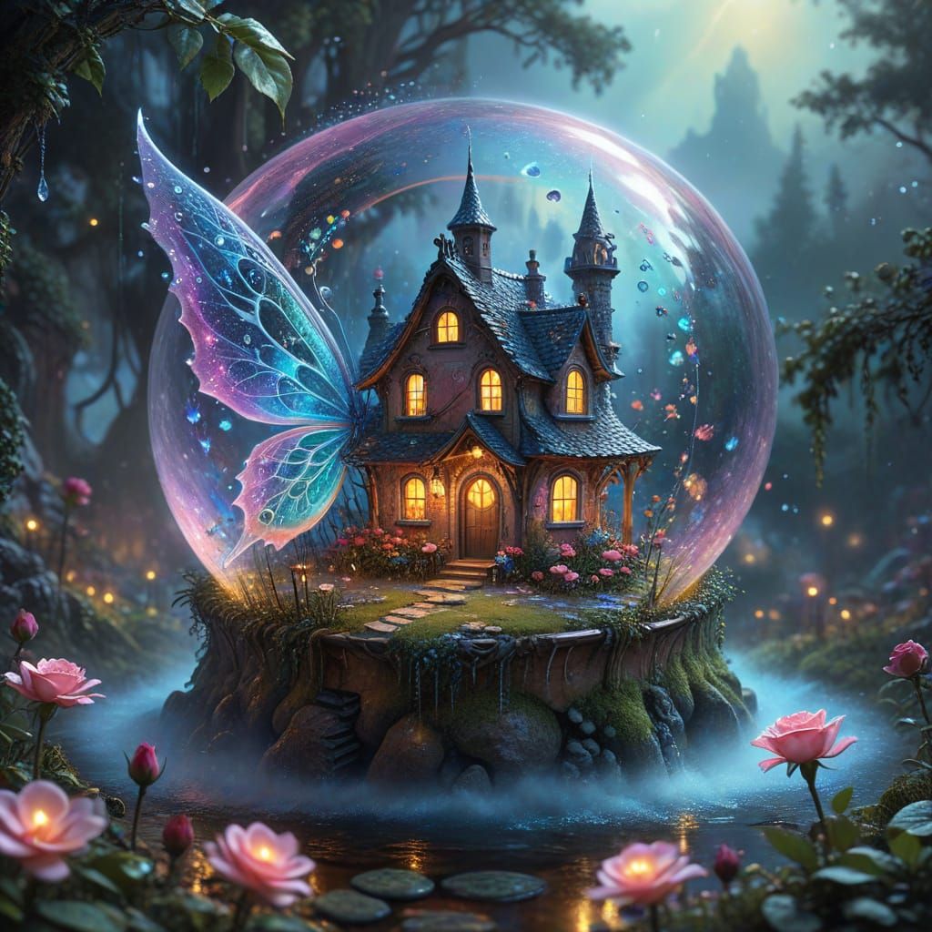 Whimsical Fairy Village Inside a Giant Rose