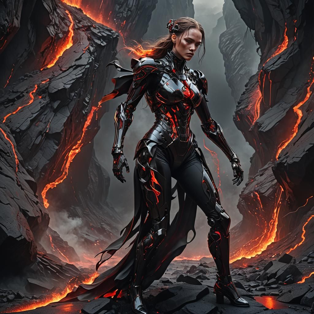 Surreal Female Cyborg in High Fashion Style