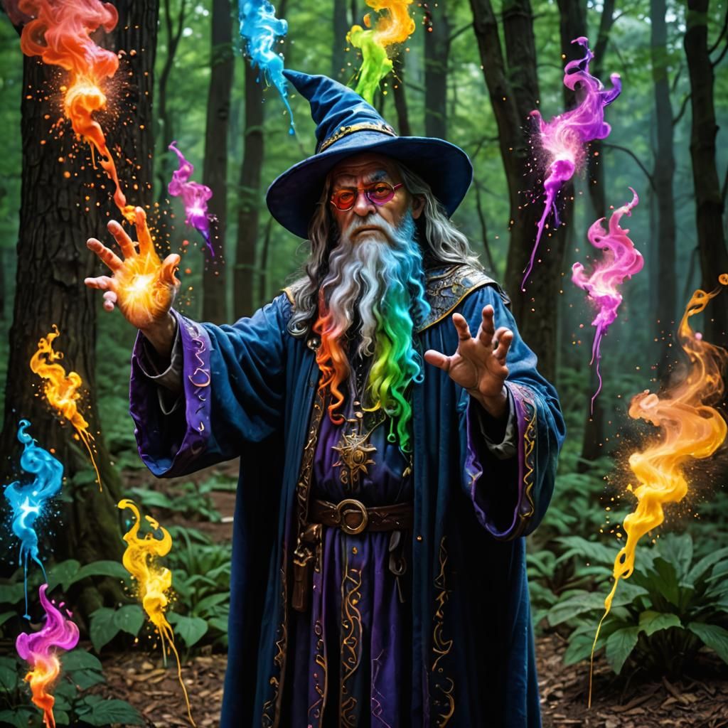 Wizard Casting Color Spray Spell