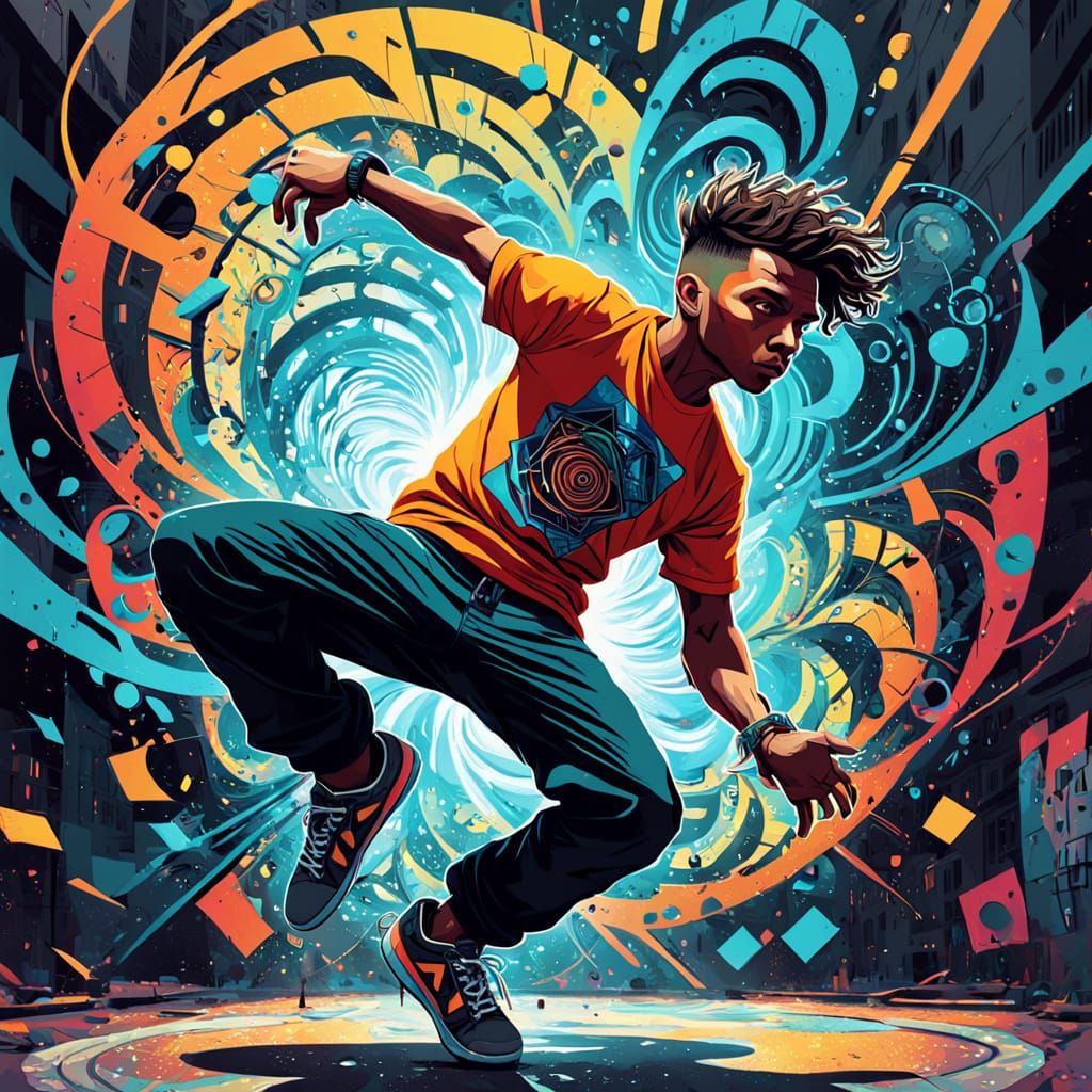 Breakdancer in Psychedelic Fractal Vortex