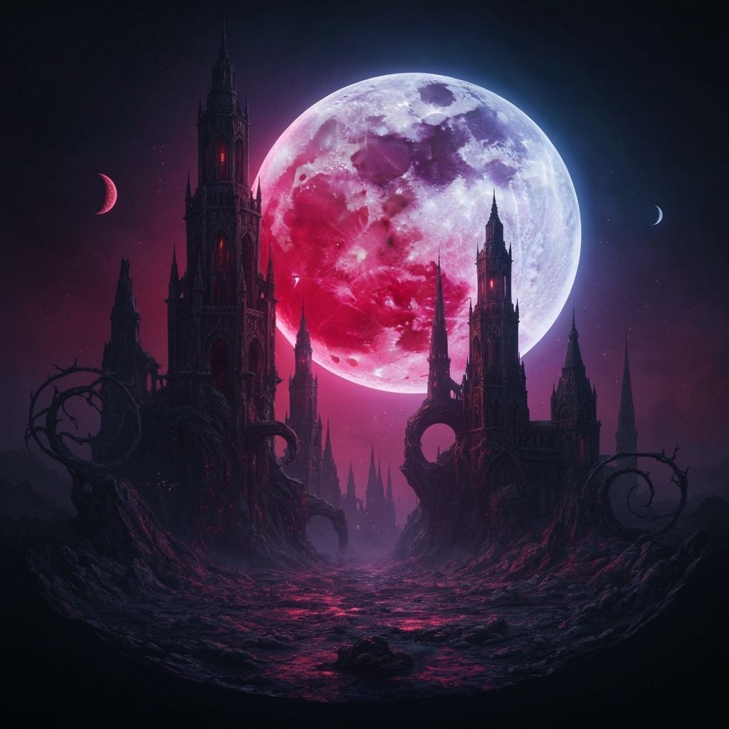 Gothic Beauty Under a Blood Moon