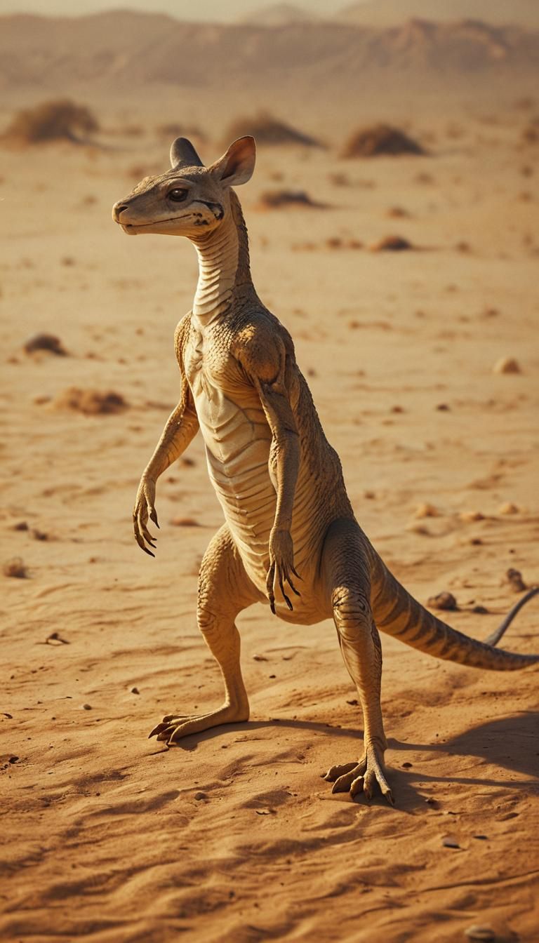 Kangaroo Snake Hopping in Arid Desert Landscape