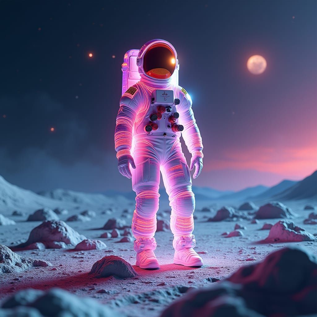 Pop Star on the Moon in Matte Painting Style