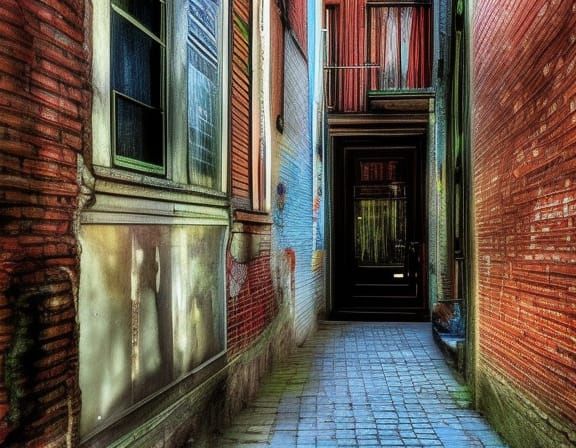 Haunted Street at Night in Tim Burton Style