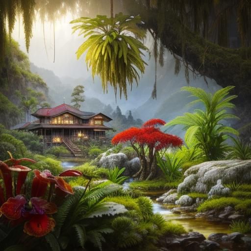 Photorealistic Mountain Town in Detailed 3D Rendering