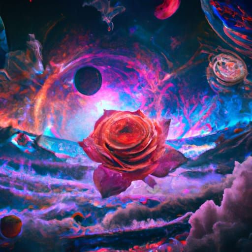 Rose Galaxy: Detailed Matte Painting in Deep Color