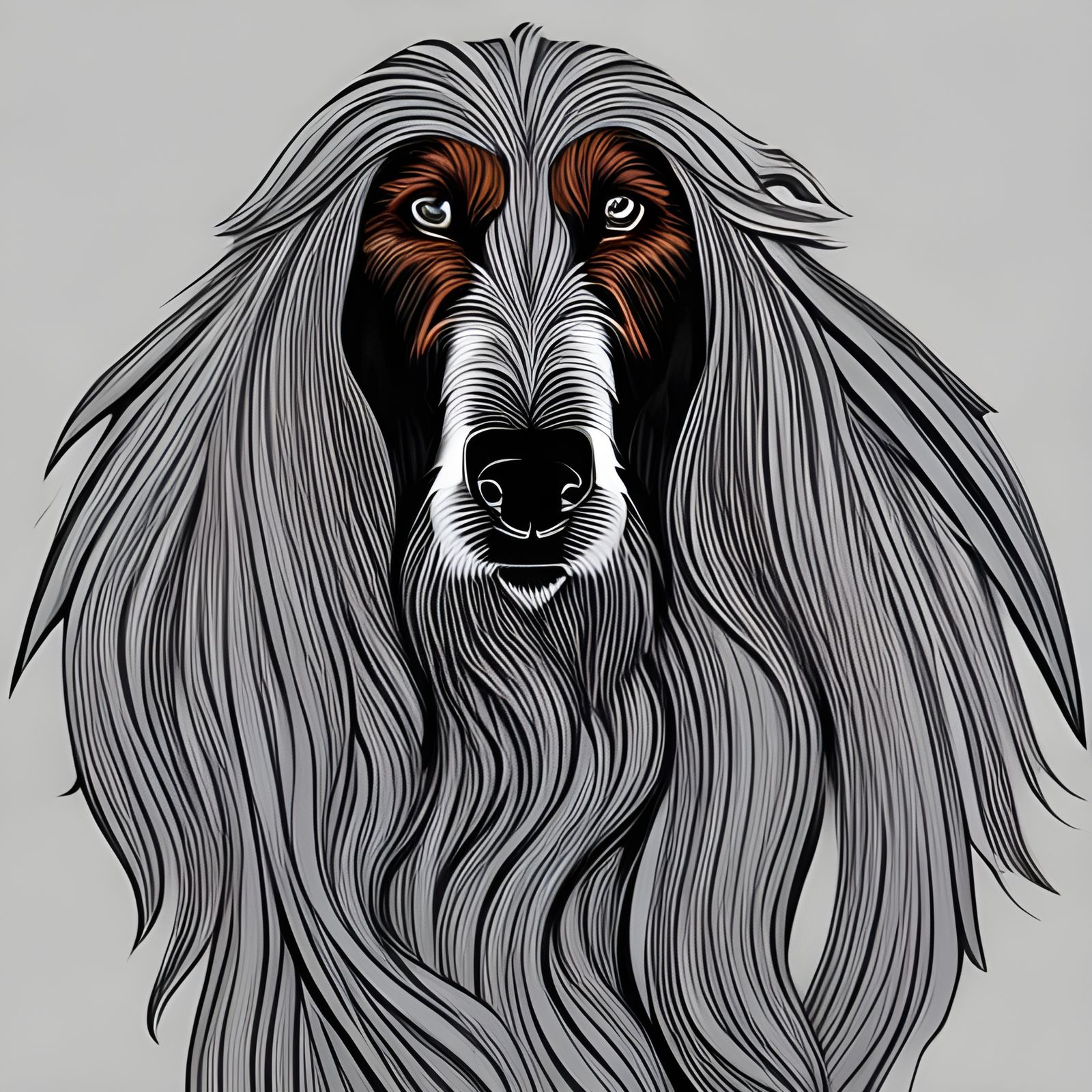 Afghan Hound Ink Drawing Masterpiece