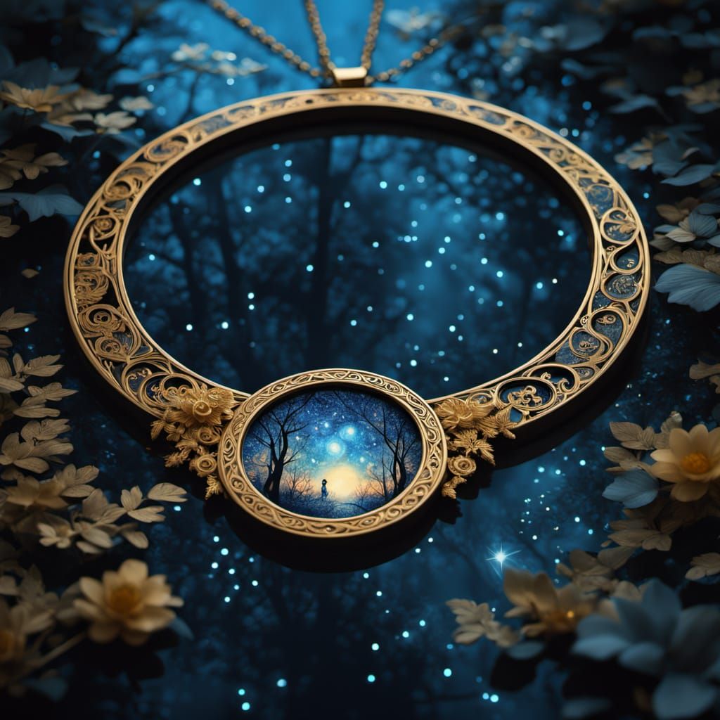 Elegant Springtime Portal Necklace in Golden Filigree