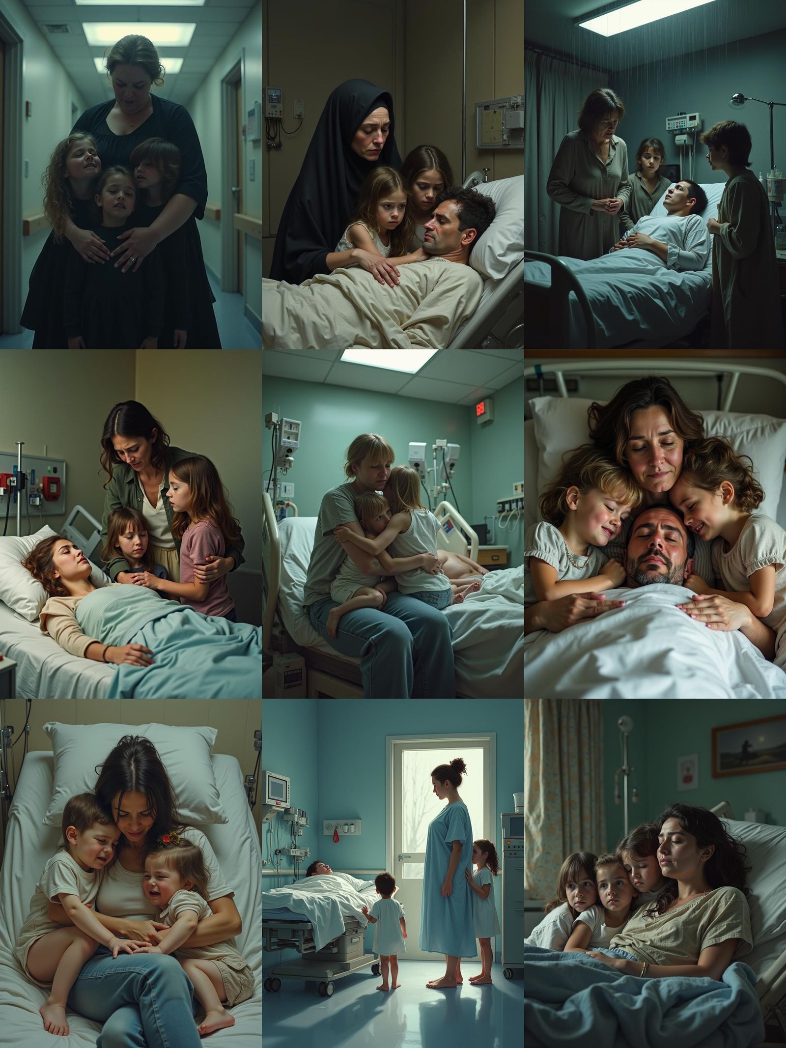 Mourning Family Scene in Hospital