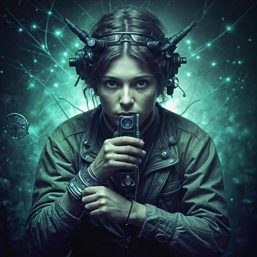 Dieselpunk Dreamscape Portrait in Thermal Imaging