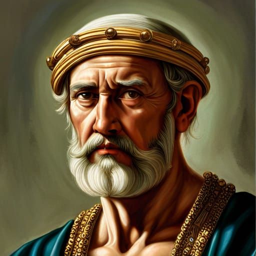 Hyperrealistic Portrait of Pythagoras in Ancient Greek Attir...