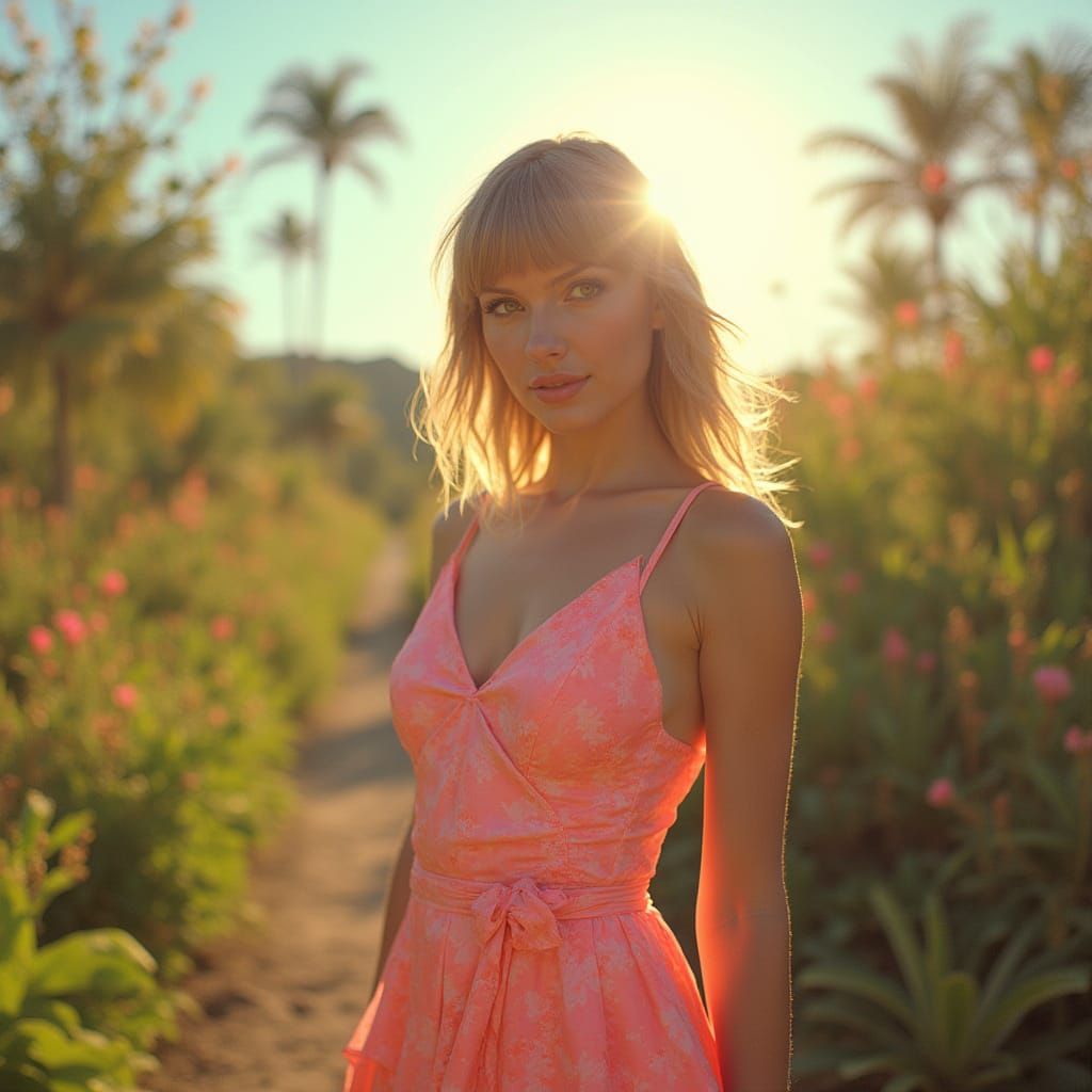 Taylor Swift in Synthwave Summer Landscape