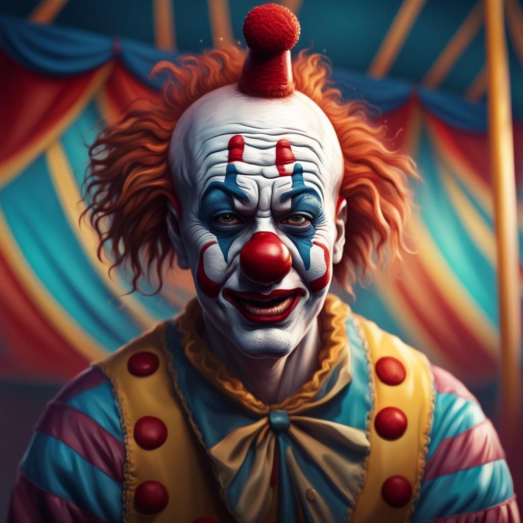 Sad Clown Crying in Circus Tent