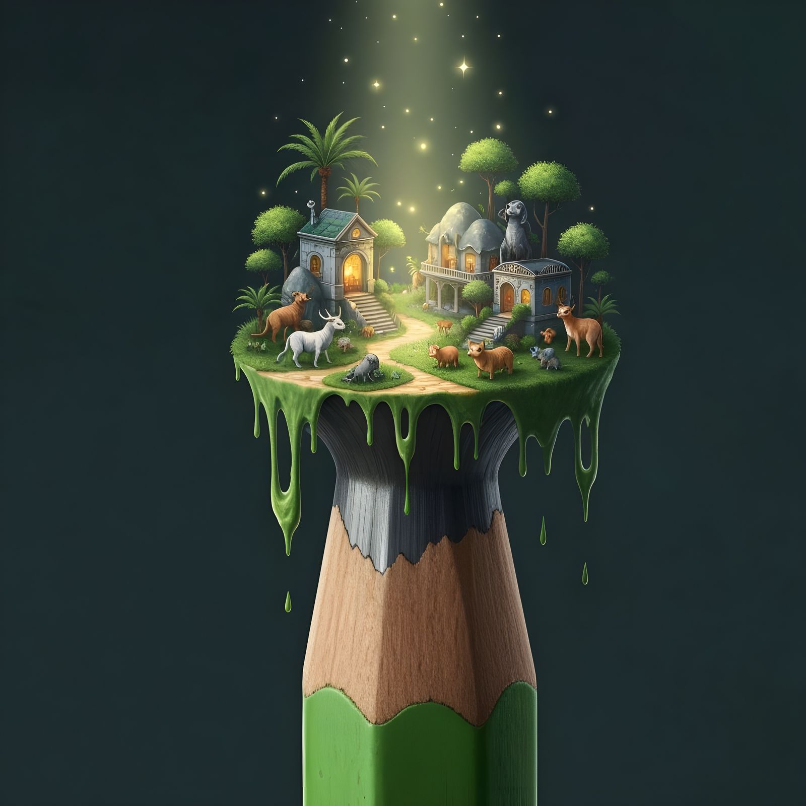 Pencil Melts Into Miniature Zooscape