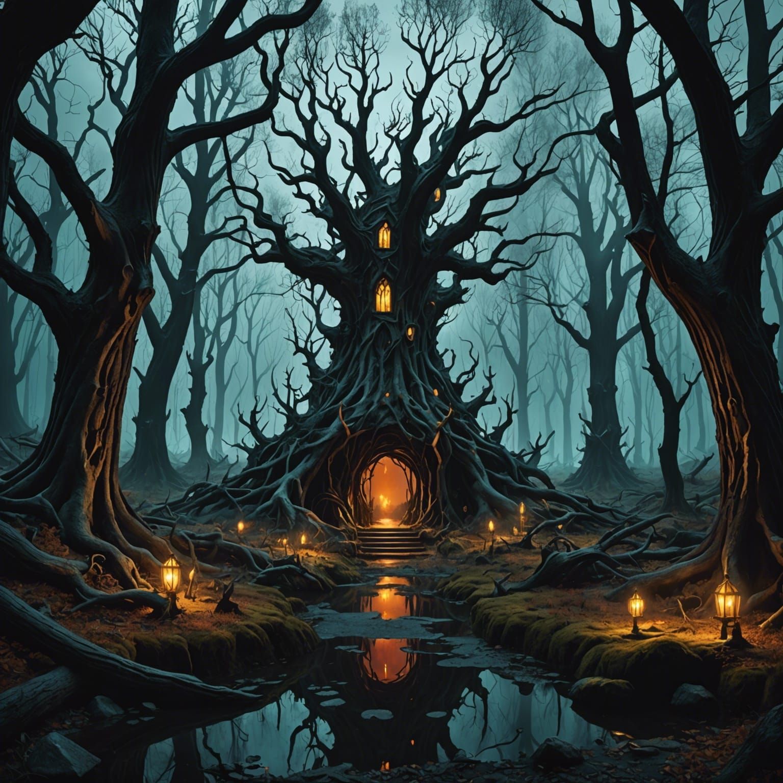 Terrifying Whispering Woods in Salvador Dali Style