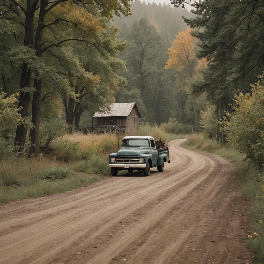 Rustic Americana Pickup Truck on Dirt Road