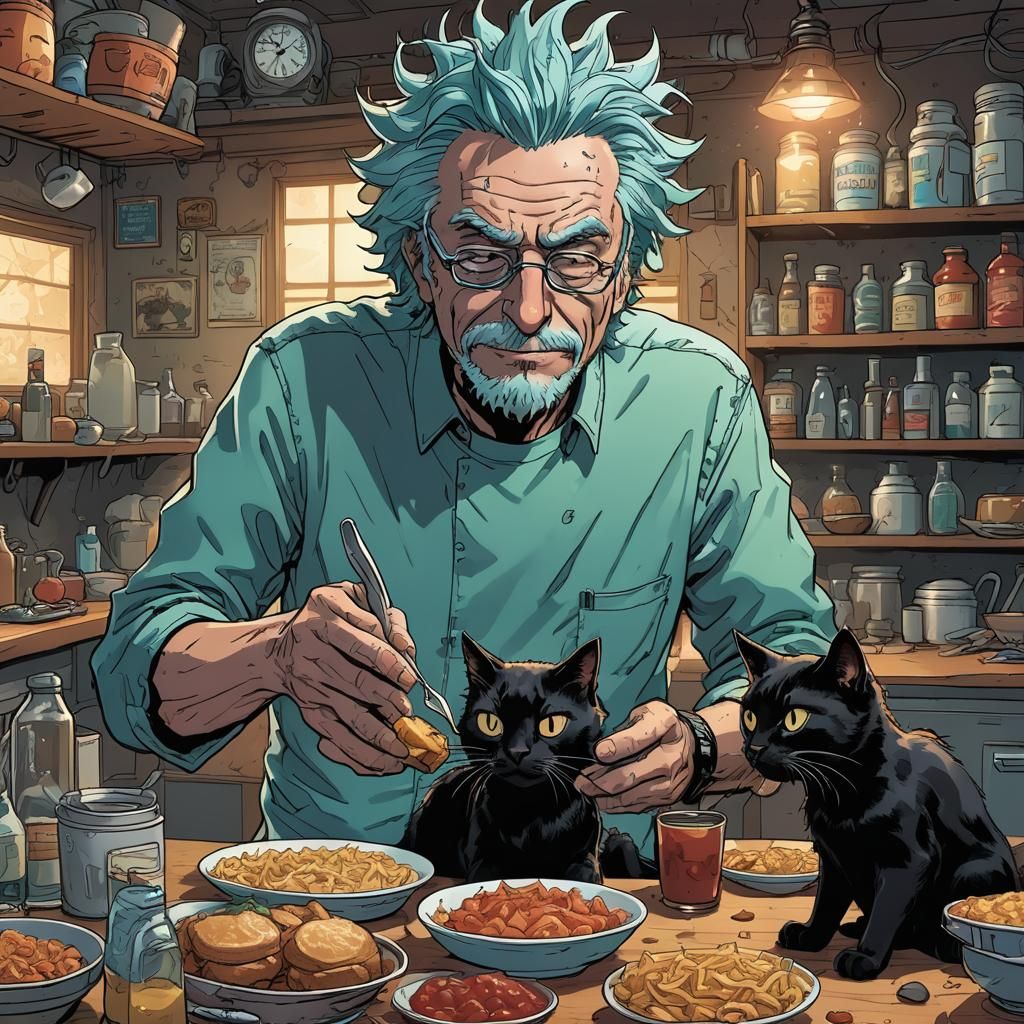 Rick Sanchez and Black Cat, Comic Book Art
