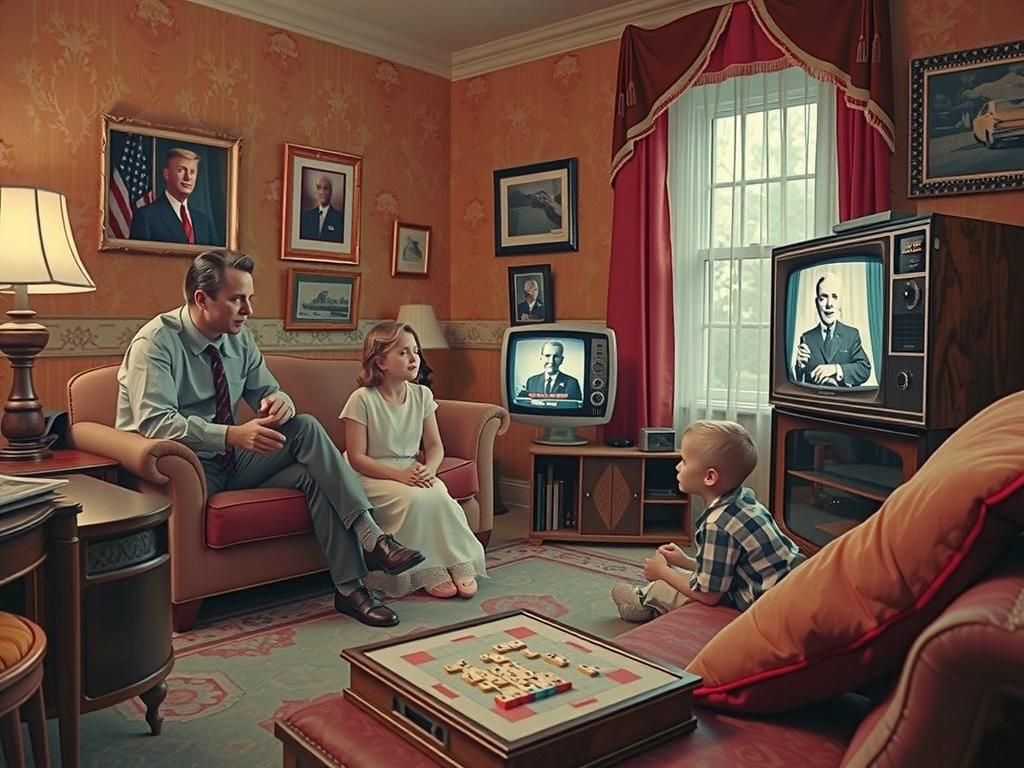 1950s Family Watches Eisenhower Speech