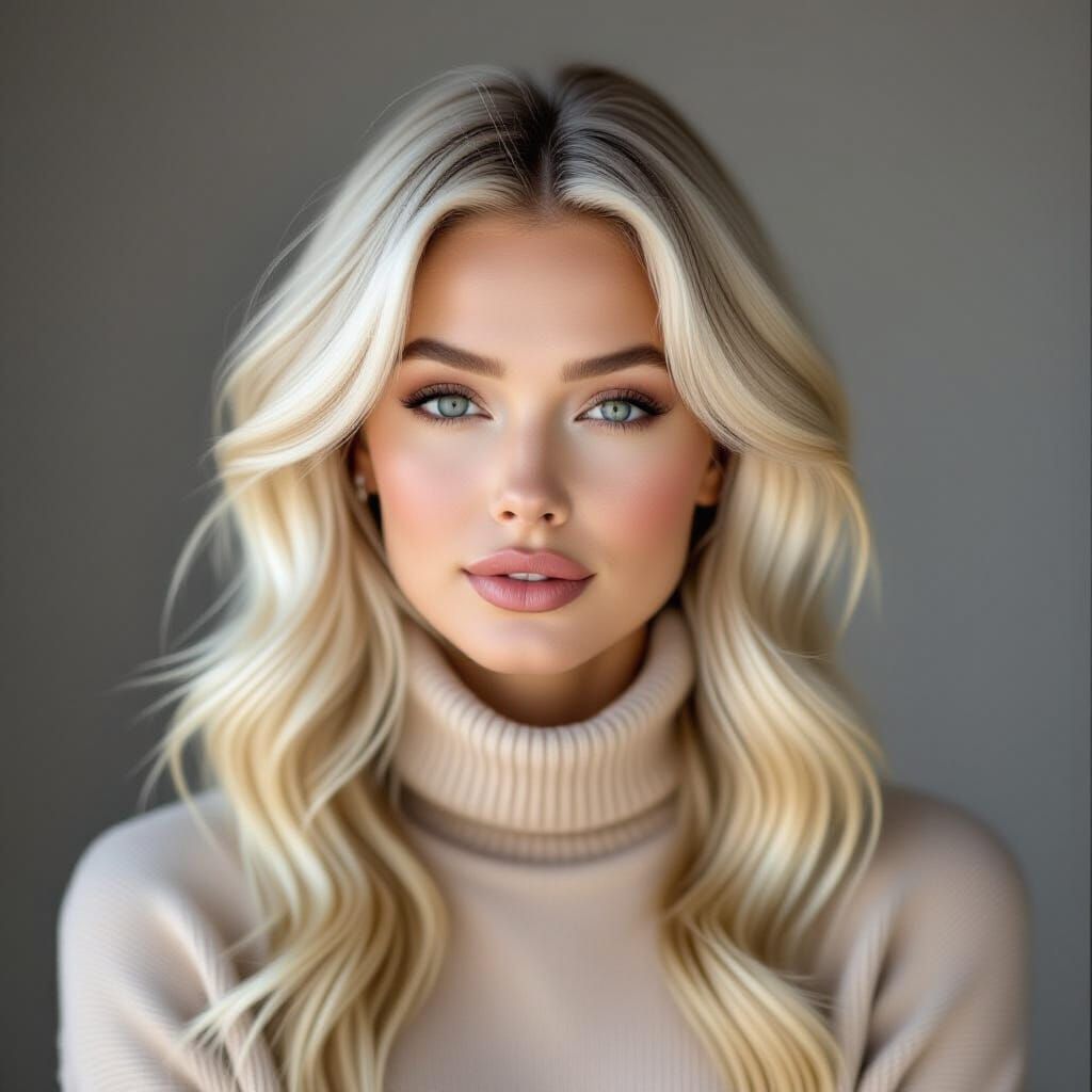 Platinum Blonde Portrait in Soft Shadow Lighting