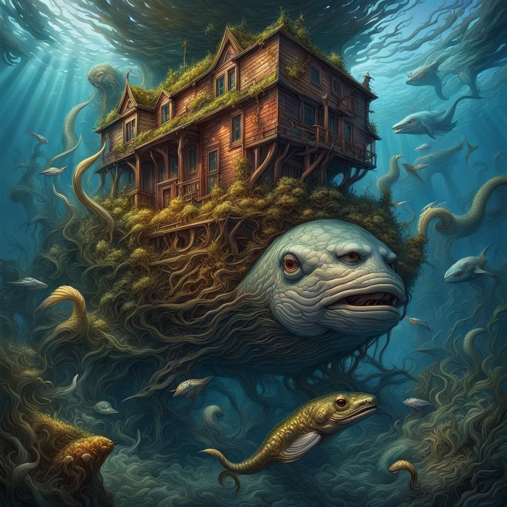 Majestic Sea Monsters in Underwater Kingdom: Fantasy Art