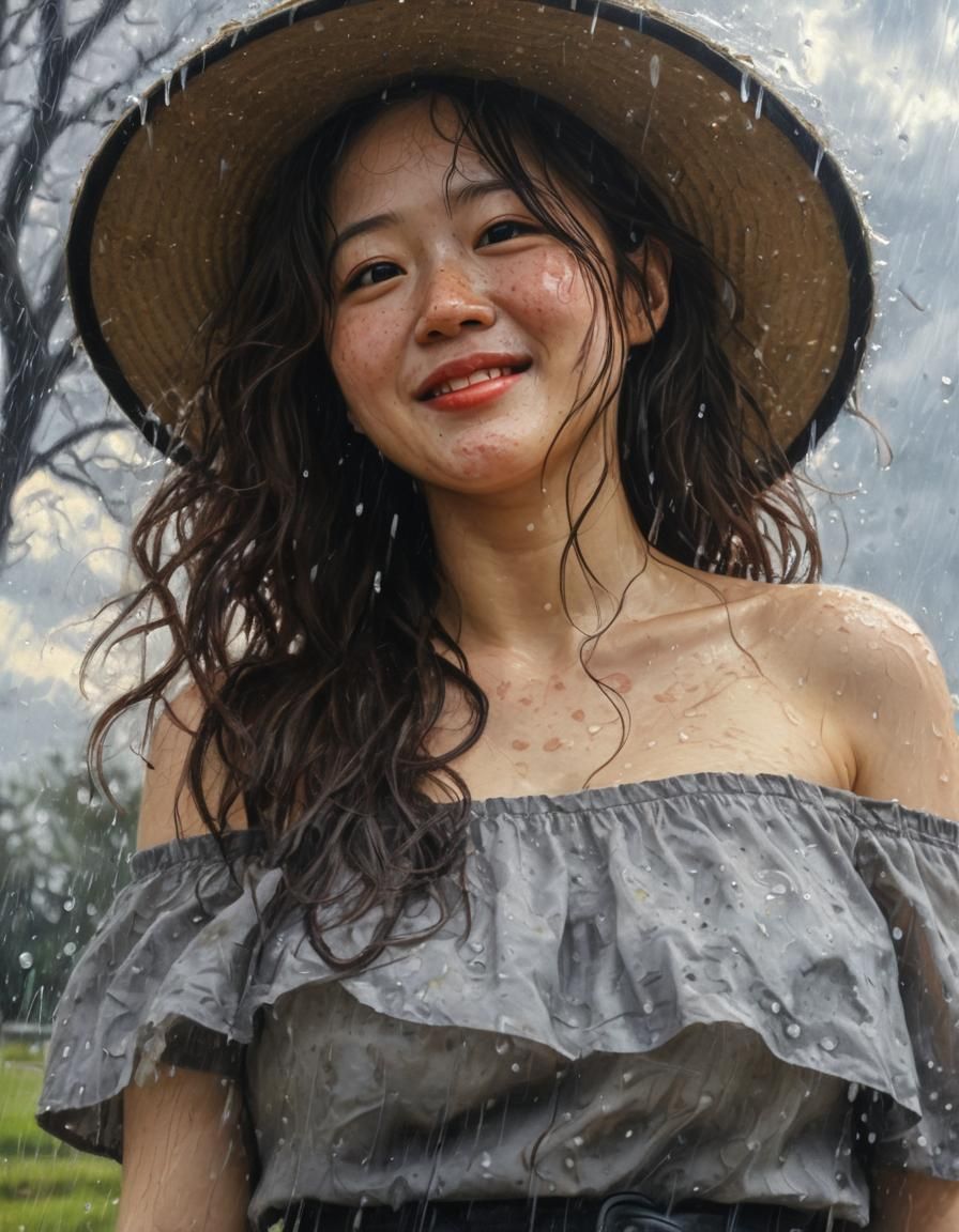 Misty Morning: Impasto Portrait of a Korean Woman