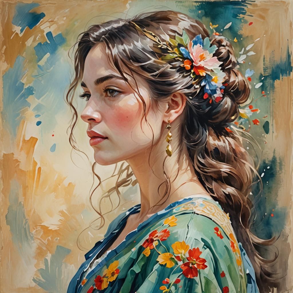 Impressionist Woman's Portrait with Thick Brush Strokes