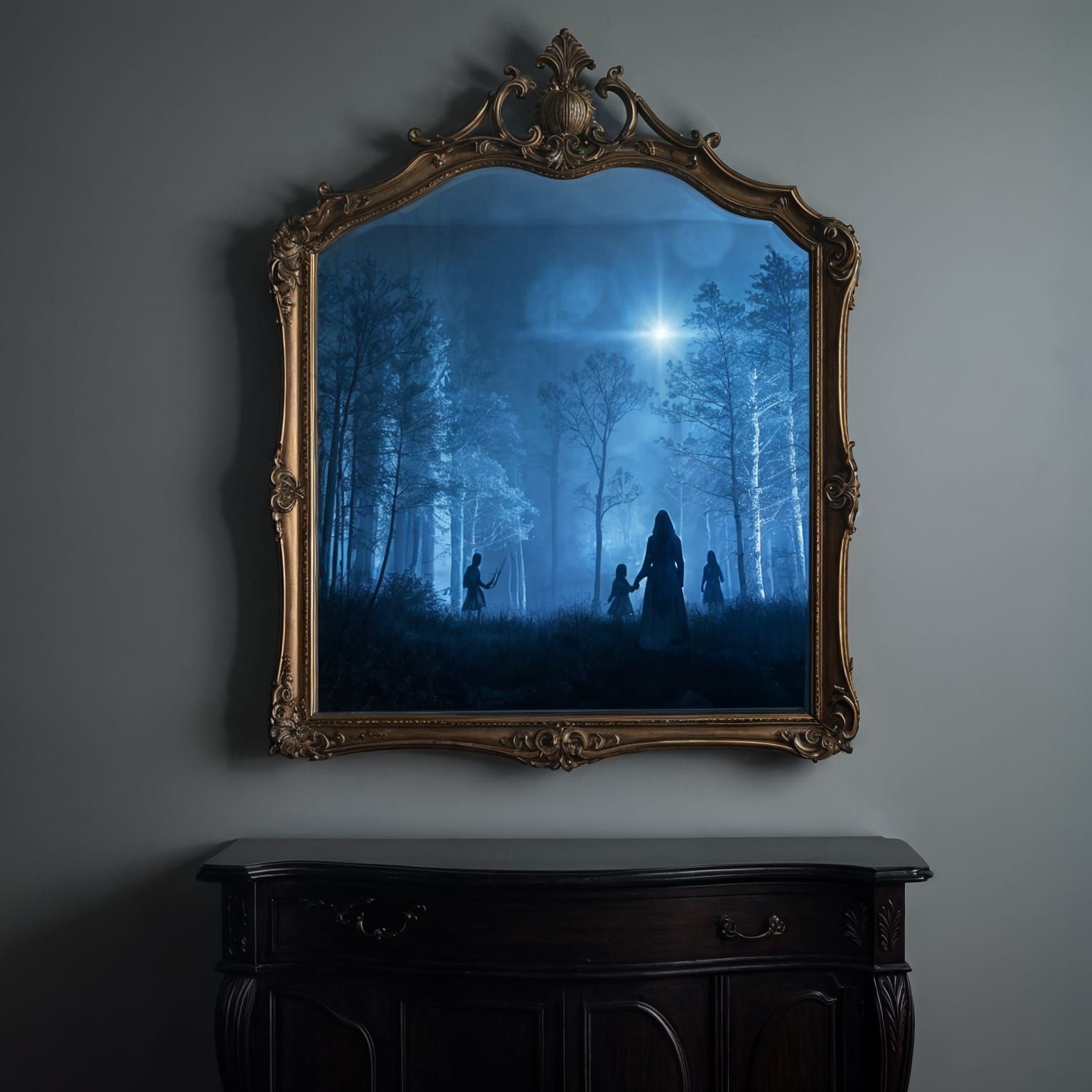 Surreal Forest Portal Revealed in Antique Mirror