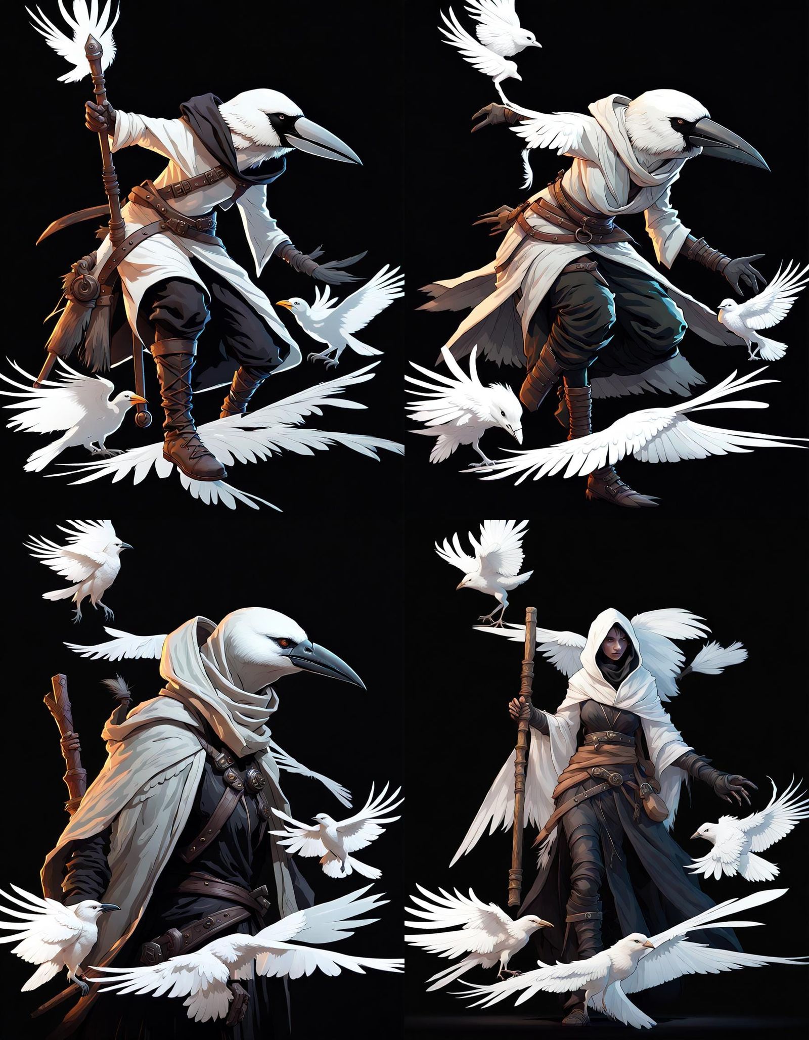 Albino Kenku Rogue in Dark Fantasy Style