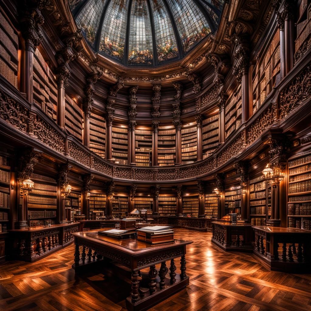 Hyperrealistic Library Interior in High Definition