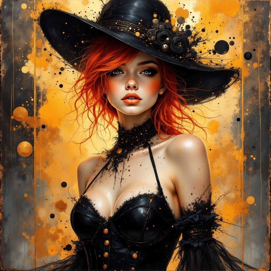 Futuristic Elegant Lady in Flowing Skirt and Veil