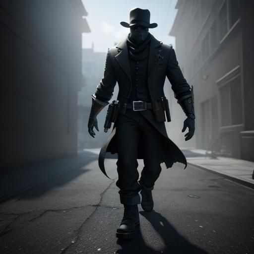Epic Shadow Figure in 3D Game Style