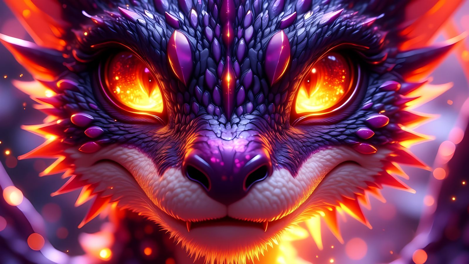 Magma Dragon in Dreamlike Fantasy Landscape