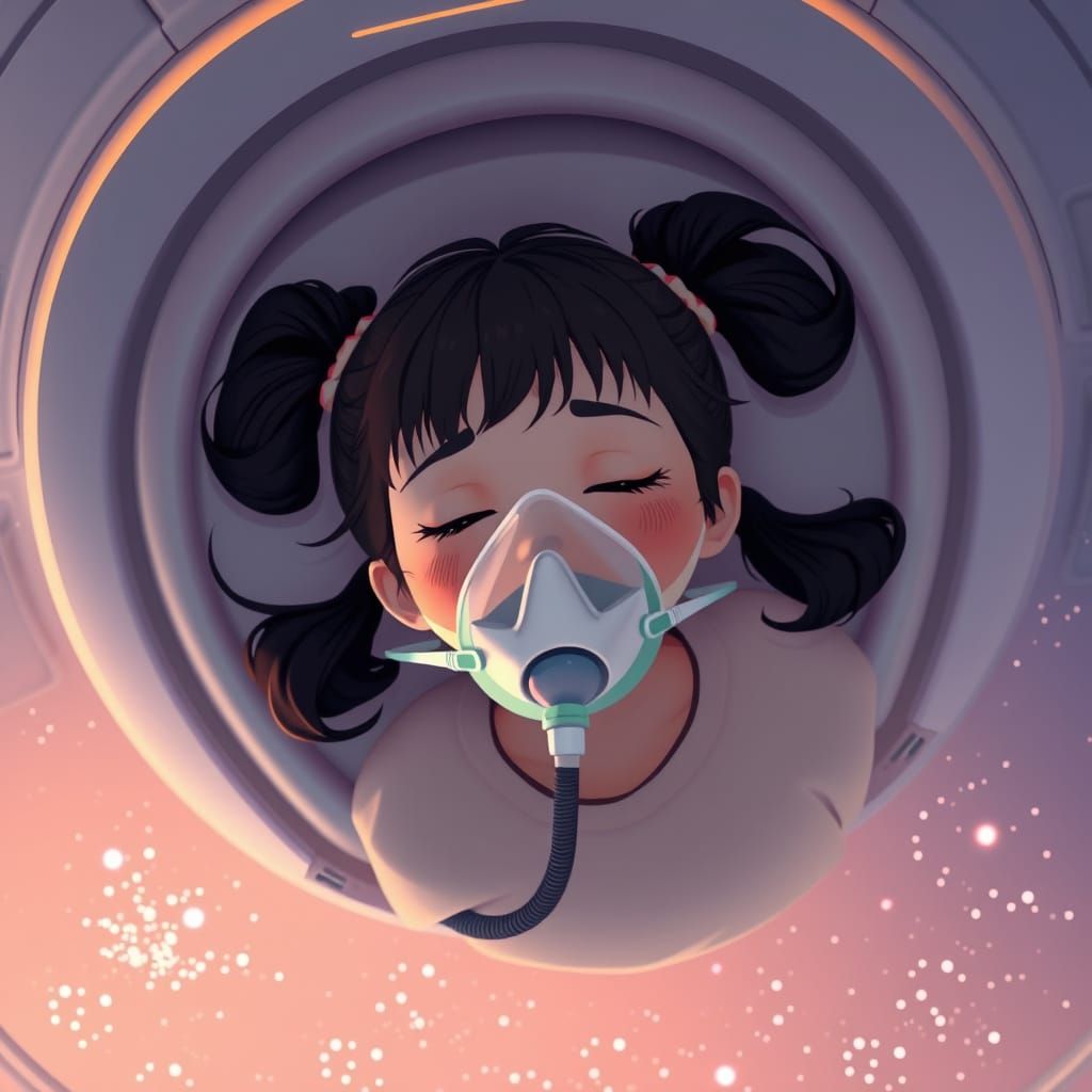 Dreamlike Zero-Gravity Dentist Visit in Ghibli Style