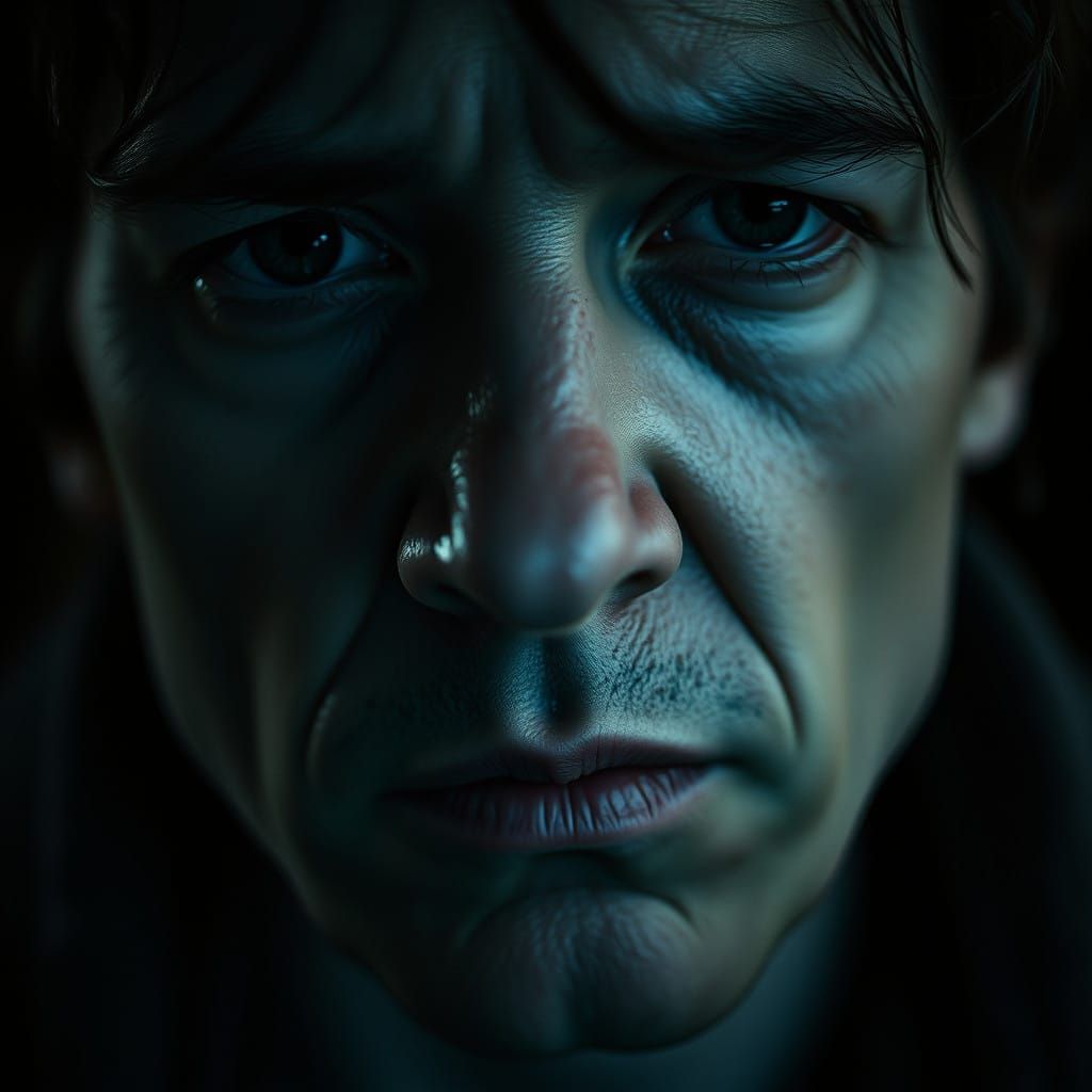 Somber Portrait of Existential Dread