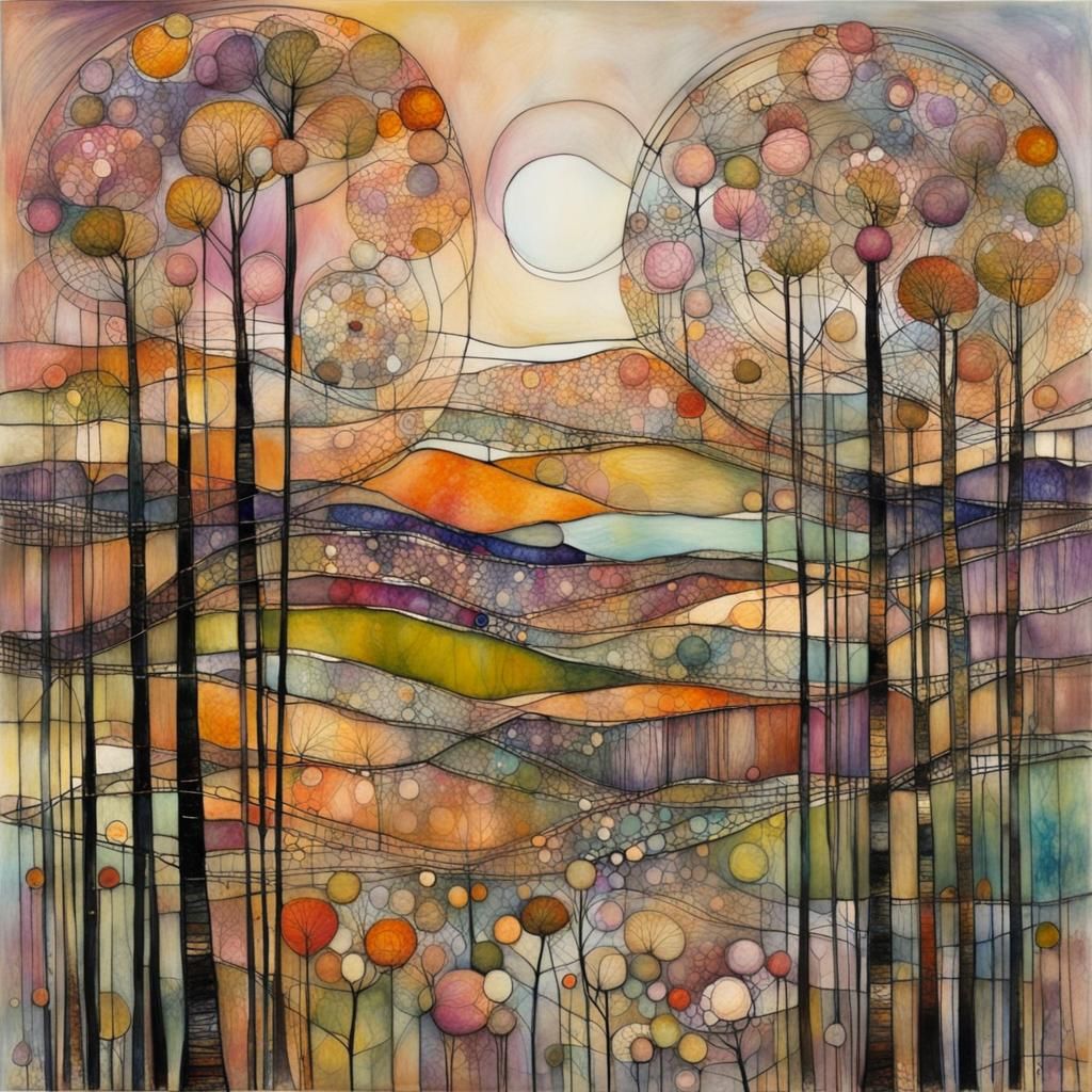 Autumn Landscape as Mackintosh-Style Painting