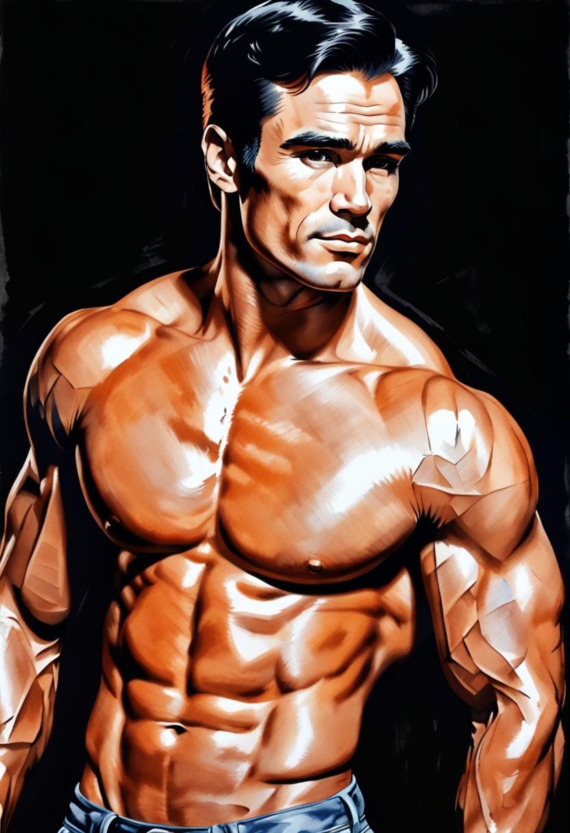 Handsome Man with Smirk in Watercolor Style