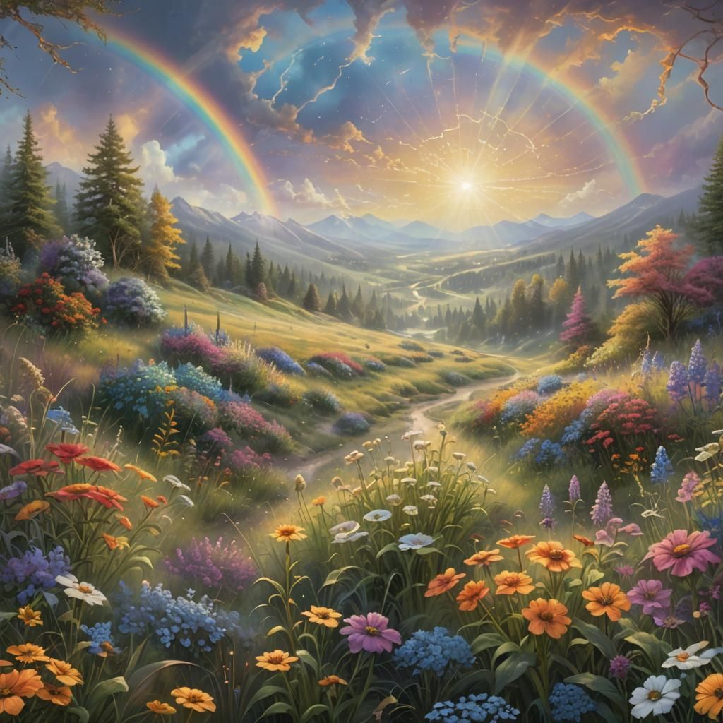 Majestic Rainbow in Ethereal Painterly Style