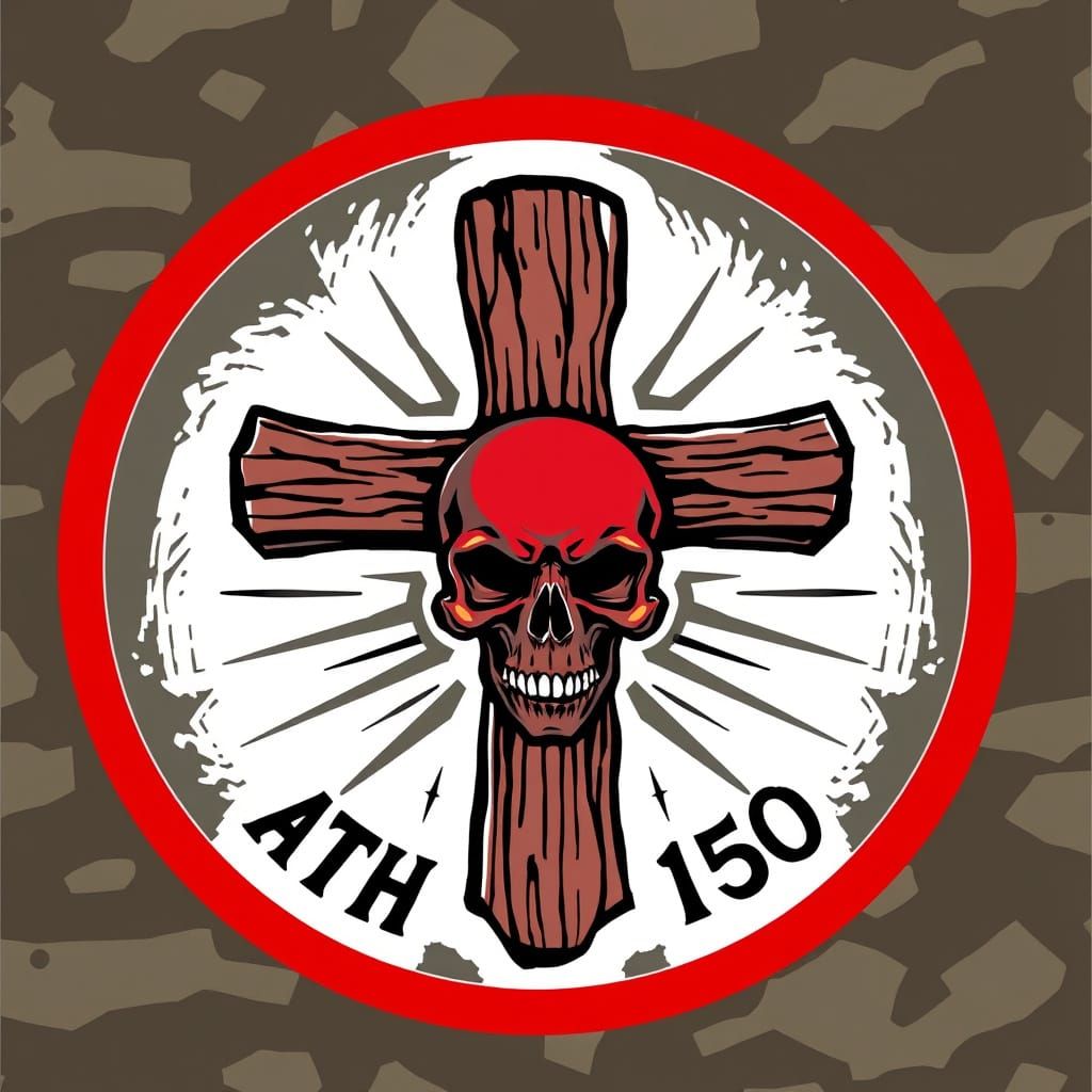 Skull and Cross Emblem in Old School Tattoo Style