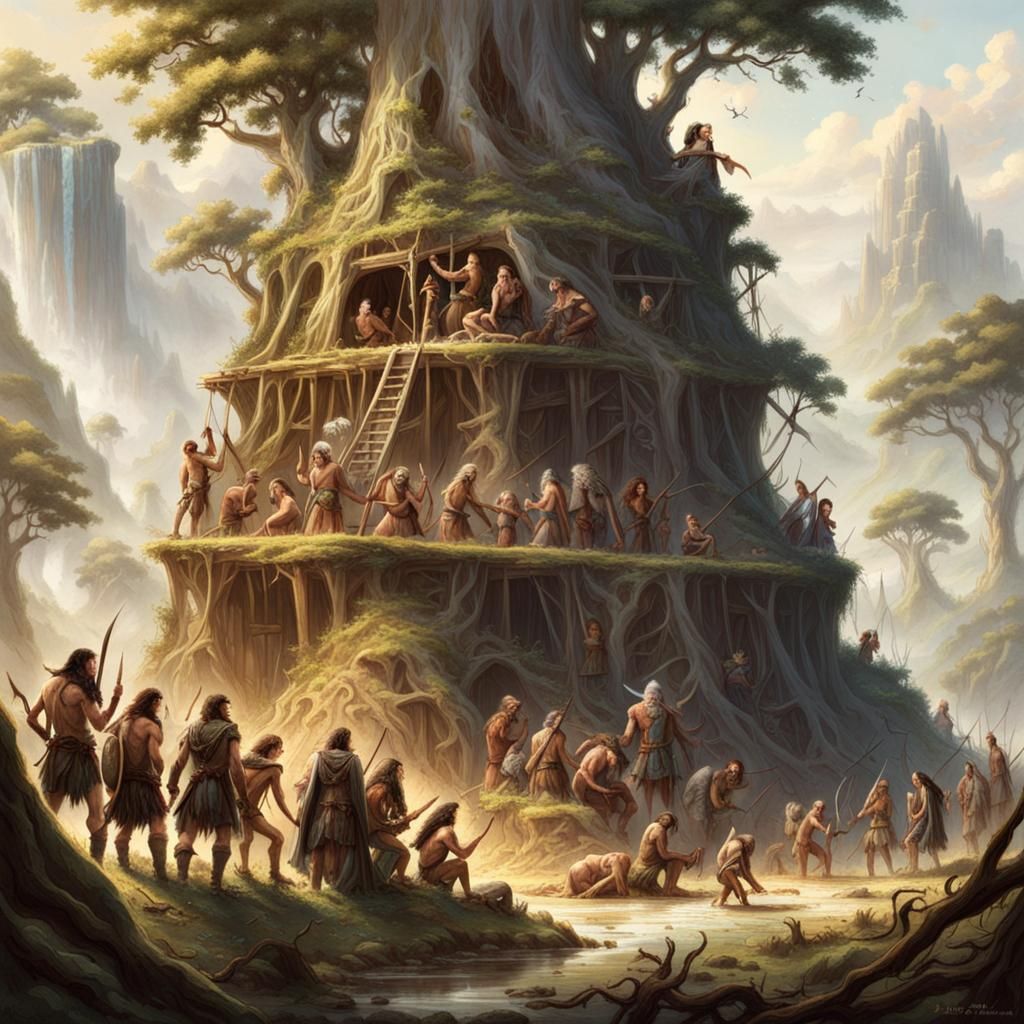 Elves and Fae Overseeing Early Humans