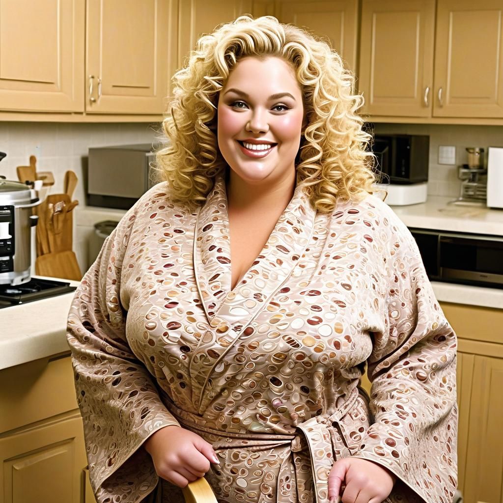 Plus Size Woman in Food Kitchen