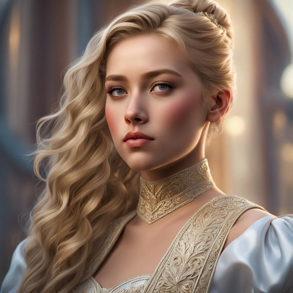 15 year old pretty girl with blonde hair in a high ponytail hair :: chubby, overweight :: fancy formal dress :: shoulder...