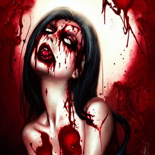 Gothic Woman with Ahegao Face, Sinister Art