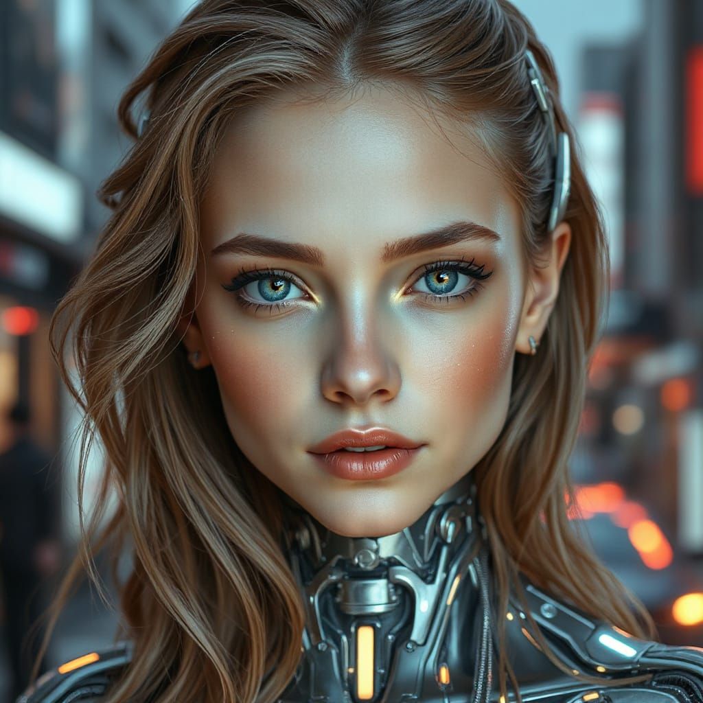 Cyborg Girl with Futuristic Flair