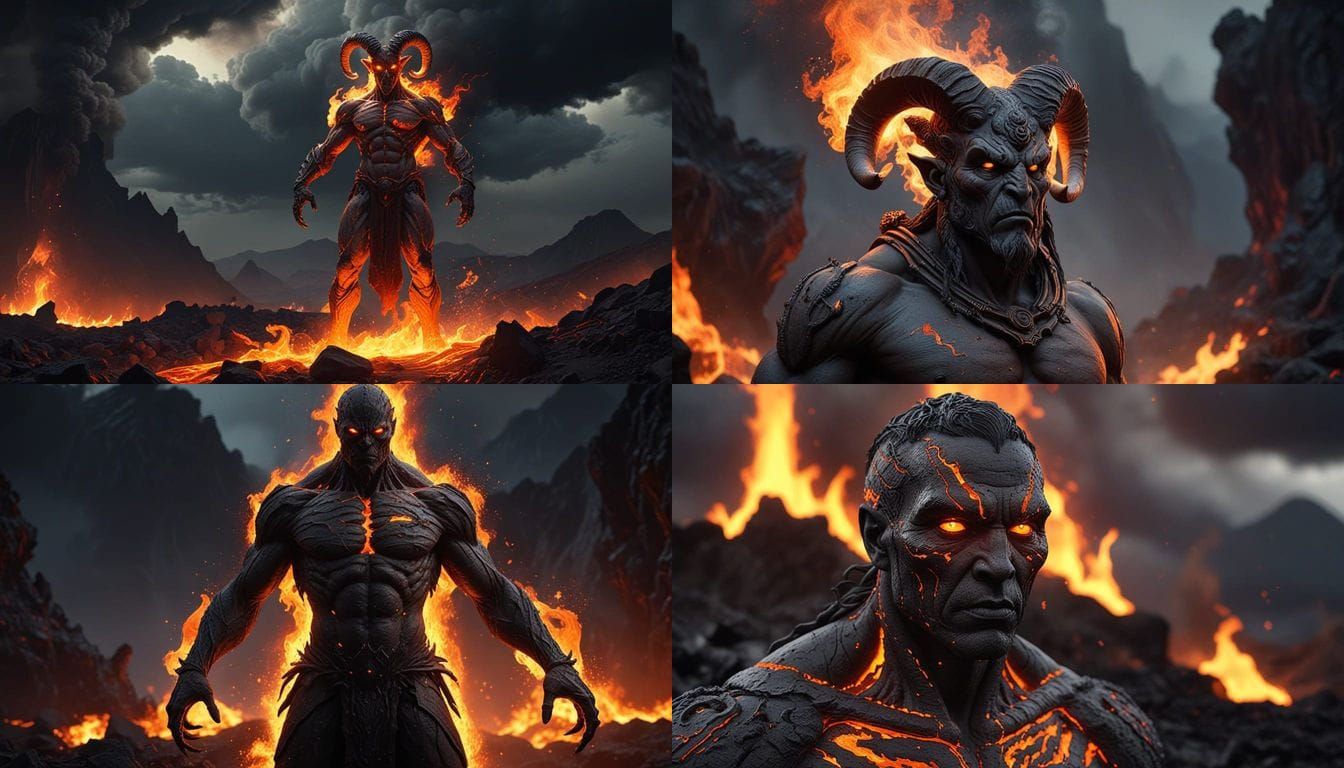 Divine Pyromancer with Radiant, Molten Form and Wrathful Cou...